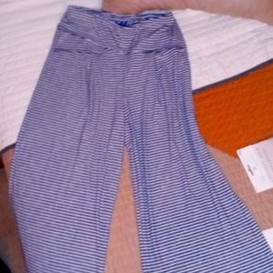 Navy and white striped biz cas pants